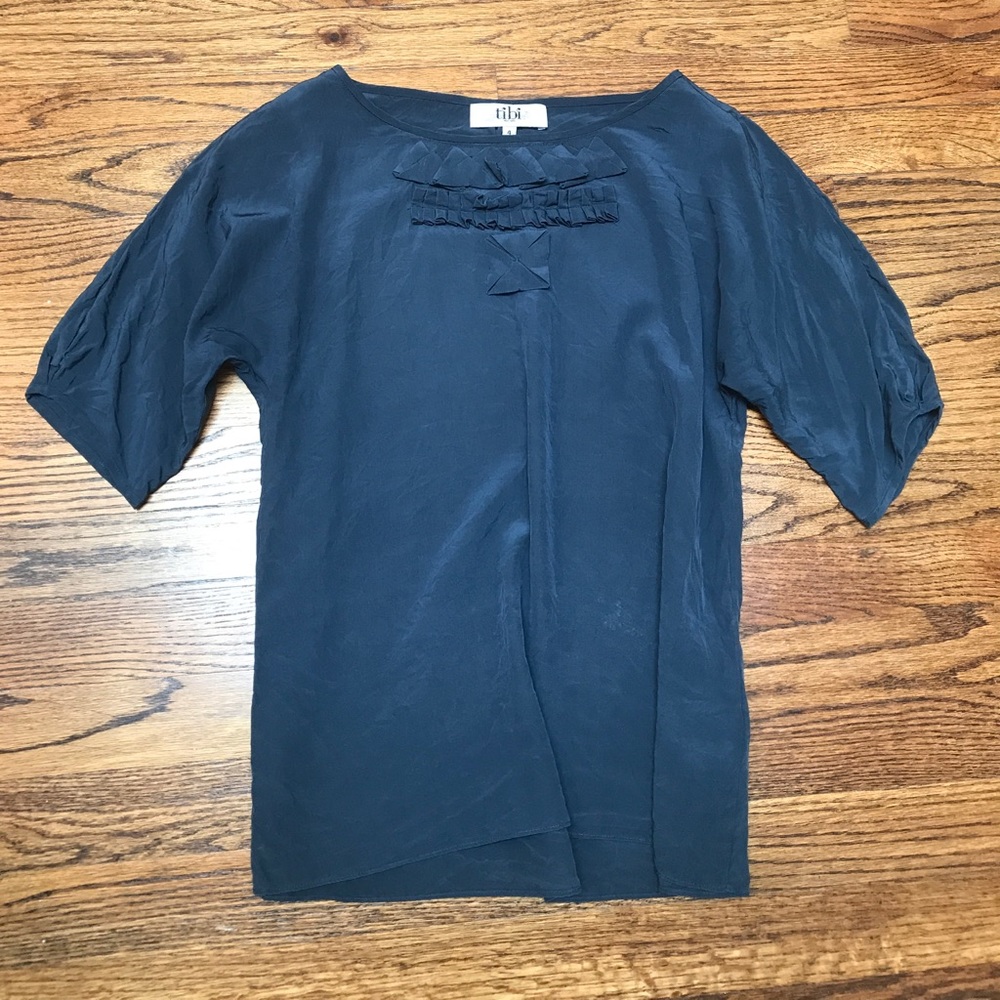 Navy silk Tibi top